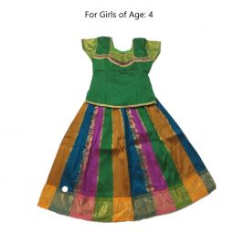 South Indian Lehenga Girls skirt multi color  - 20"